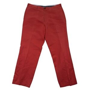 Brooks Brothers Mens 38x30 Hudson Pants Red Linen Cotton Blend Flat Front Chinos
